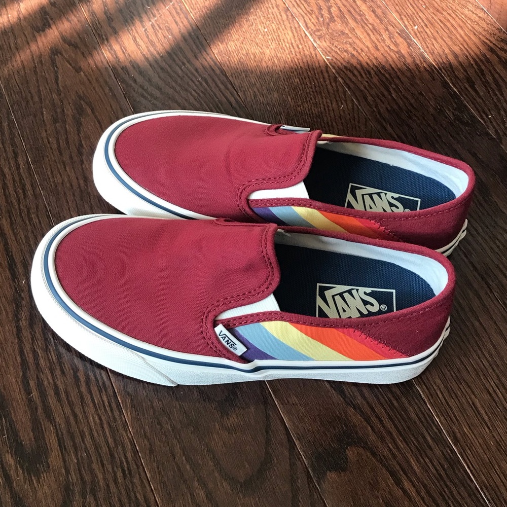 Women’s rainbow slip on vans